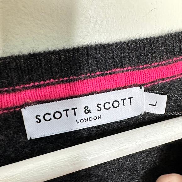 SCOTT & SCOTT London Cashmere Kiss Foil Metallic Rainbow Sweater Gray {S36} - Picture 3 of 5